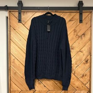 NWT Joe's Jeans Navy Quarter Zip Up Sweater with Mock Neck